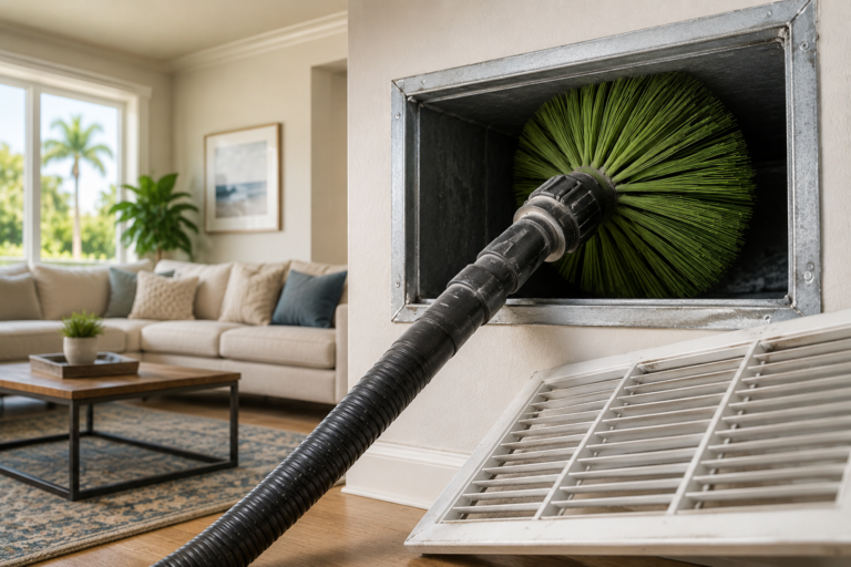 Professional HVAC duct cleaning in a Jacksonville home